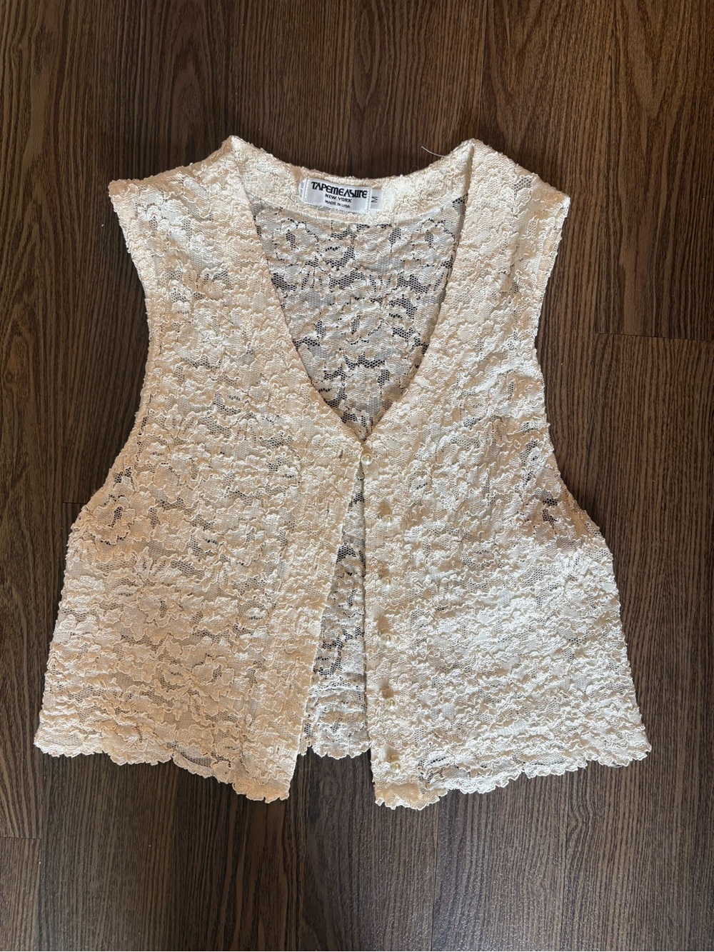 90s Vintage Cream Button Top